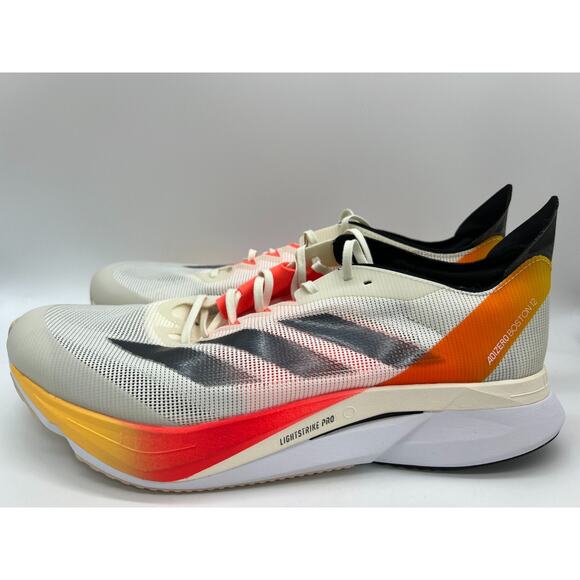 adidas Adizero Boston 12 Ivory Core Black Solar Red IG3320 Men's Size 12.5 - Picture 2 of 16